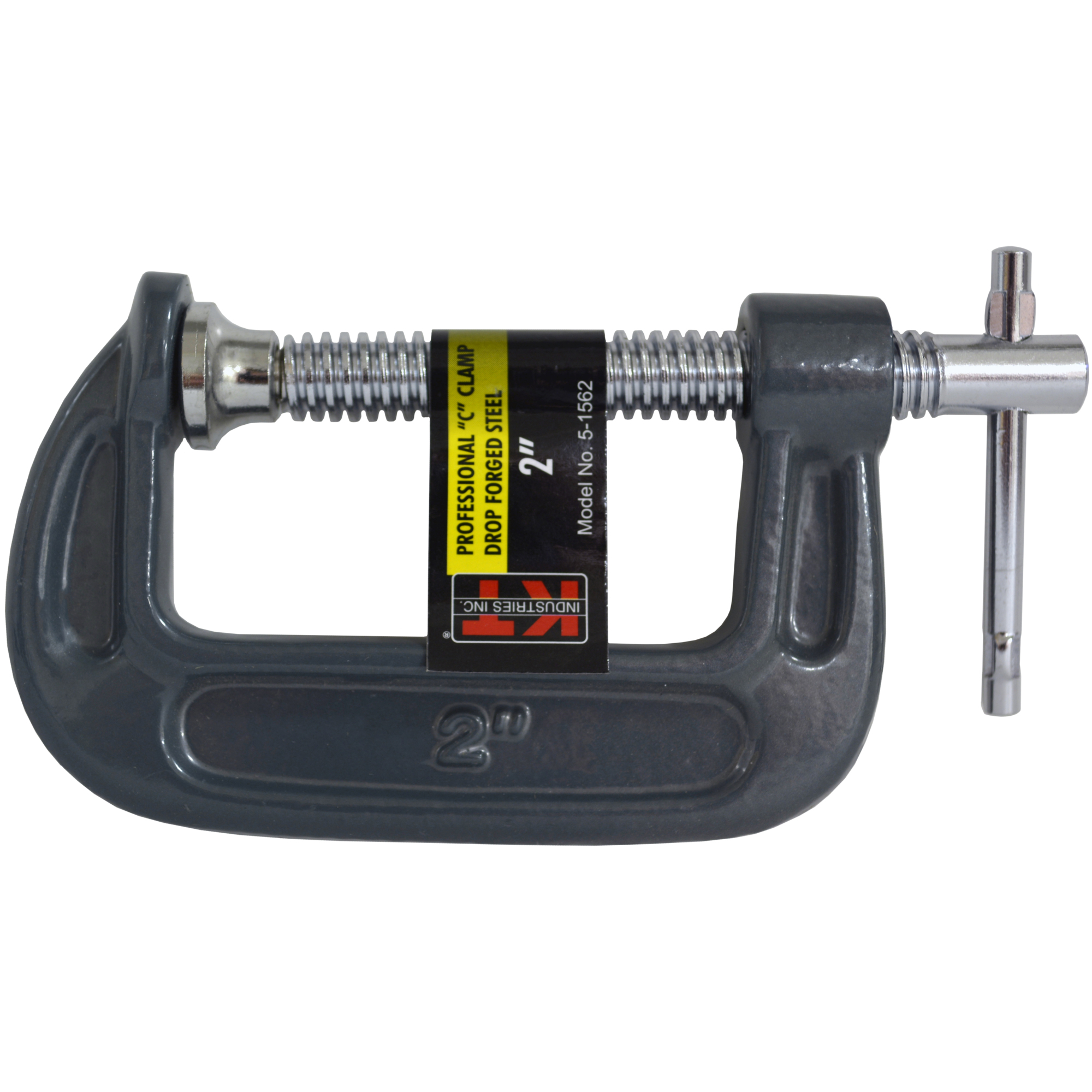 K-T Industries Heavy-Duty C-Clamp — 2in., Steel Screw, Sliding Handle, Rocking Pad, Model# 5-1562